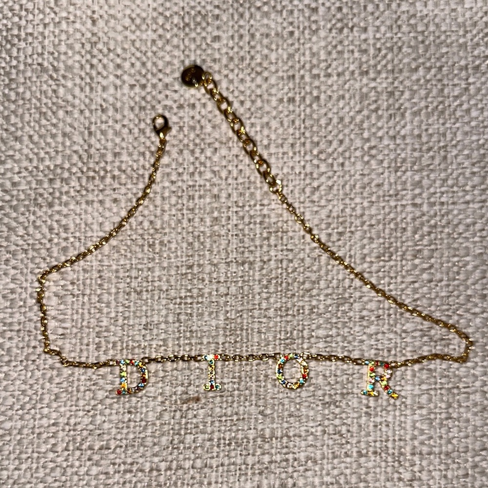 Dior Gold Multicolor Letter Necklace - Picture 3 of 3